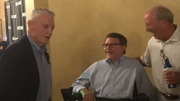 Tom Osborne and fans at Day by Day premiere